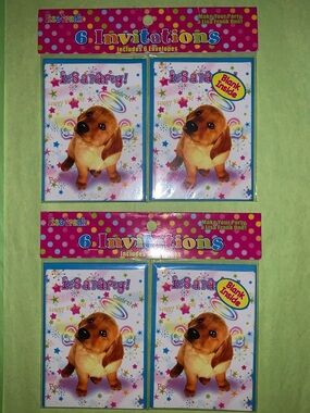Lisa Frank 90s Golden Puppy Halo Birthday Party Invitations w/Envelopes NWT